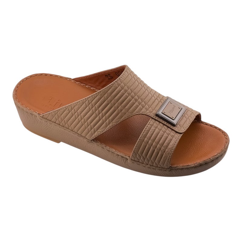 AJYAD Handmade Arabic Sandals For Men | Outdoor Mens Slippers | Everyday Flip Flops Open Toe | Arabic Genuine Shamwa Leather | New Design | Tan Footbed | Comfortable & LightWeight - Image 1